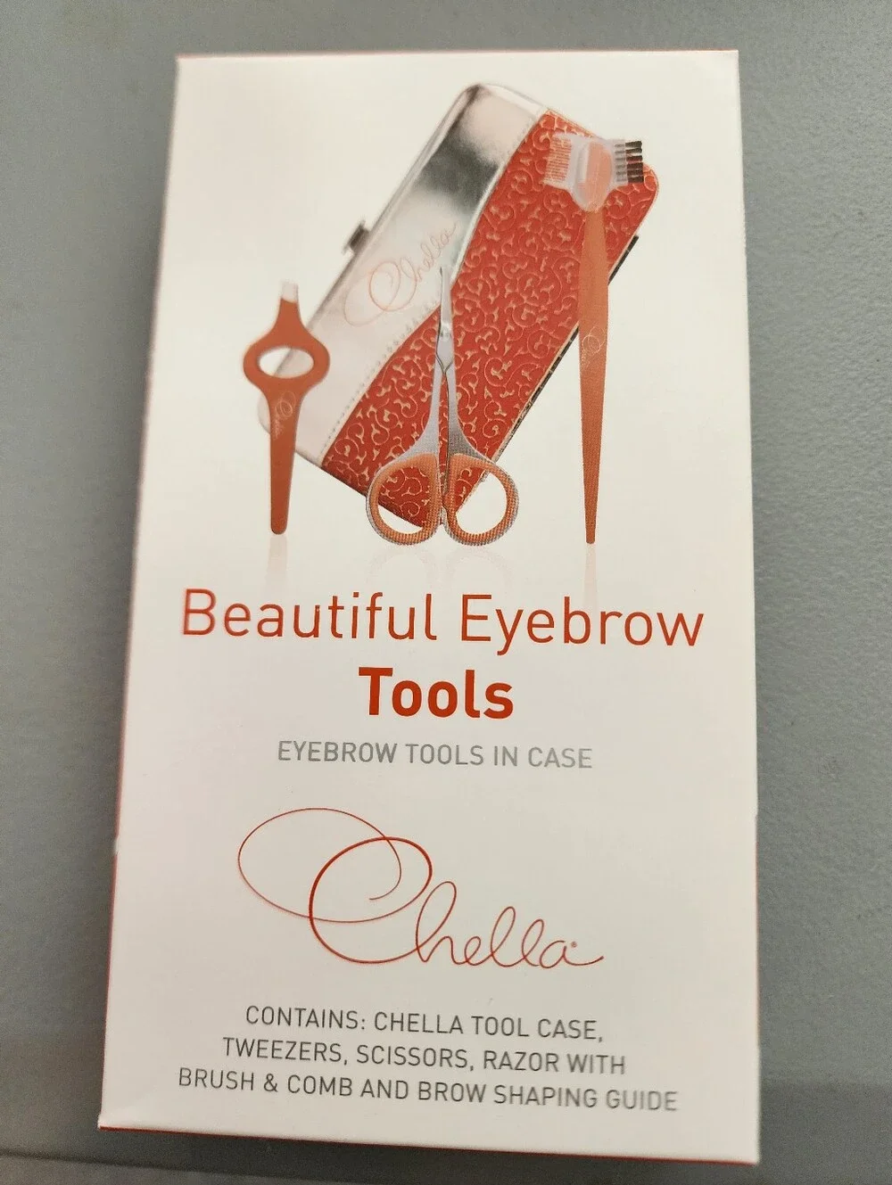Chella Eyebrow Tool Set New In Box/Package Case Scissors Tweezers Shaping Tools